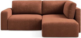 Rozkładany narożnik ze zniżką z tkaniny szenilowej (prawostronny/w kształcie litery L) w kolorze terakoty Kona – Makamii