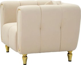 Kremowy aksamitny fotel Alma – Mauro Ferretti