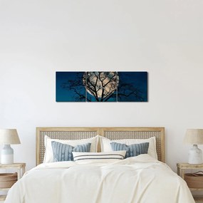 Obraz drzewa z pełnią księżyca (z zegarem) (90x30 cm)