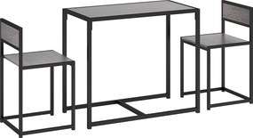 HOMCOM 3-częściowy zestaw barowy, 2 krzesła, 1 stół, 90 cm x 47 cm x 76 cm, Szary | Aosom PL