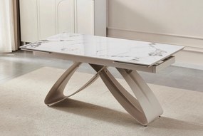 Rozkładany stół z ceramicznym blatem Luigi 160-240 cm, biały marmur/kaszmir