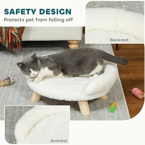 PawHut Łóżko dla psa kota z odpinanym pokrowcem Miękkie wygodne legowisko kremowo białe 47x47x20cm | Aosom PL