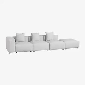 3-częściowa Modułowa Sofa Narożna Lewostronna Z Wysokim Podłokietnikiem I Pufem ↔︎370 Cm Bruna Tkaniny Gris Glacial - Sklum