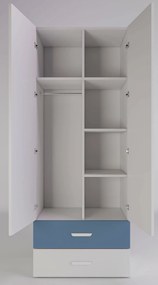 Dwudrzwiowa szafa z półkami i drążkiem kaszmir + niebieski A8-A19