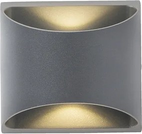 Nowoczesna lampa ścienna zewnętrzna ciemnoszara z LED 2-światłowa IP54 - Mal