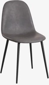 Zestaw 4 Krzeseł Jadalnianych Glamm Negro & Sztucznej Skóry Grey Anthracite & Skóra Ekologiczna - Sklum