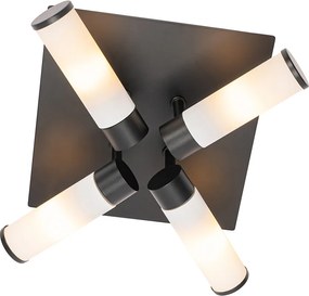 Nowoczesna lampa sufitowa do łazienki czarna 4-światłowa IP44 - Bath