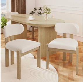 Zestaw 4 krzeseł do jadalni z litego drewna - 54 x 54 x 79 cm - Styl nowoczesny - drewno kręcone - beż + naturalny