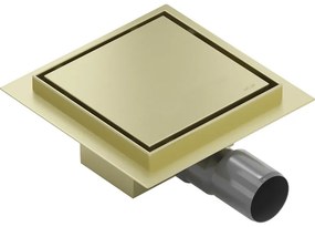 Mexen Flat-Q M13 wpust podłogowy kwadratowy 15 x 15 cm, złoty szczotkowany - 1A10015