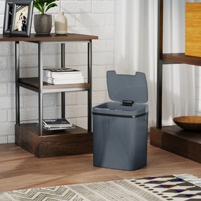 HOMCOM Kosz z czujnikiem 15L Elektryczny kosz z dwoma trybami otwierania, do biura, kuchni, 27,6 x 21,4 x 33,5 cm, szary | Aosom PL
