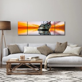 Obraz - Wschód słońca nad wrakiem łodzi (170x50 cm)