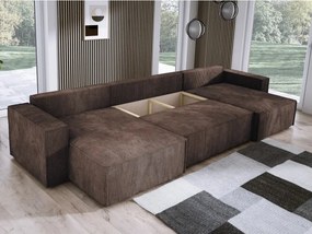 Narożnik POSO XL wolnostojący układ U z funkcją spania w tkaninie Poso 06 DomoHome