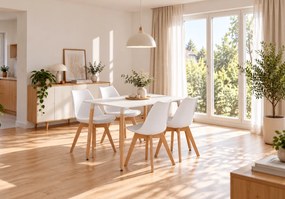 Zestaw stół z krzesłami Dolmo 080 - stół 120x80 cm biały i 4 białe krzesła