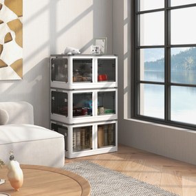 HOMCOM Pojemnik na przechowywanie 69L z kółkami Składana biała skrzynia z dostępem z 5 stron | Aosom PL