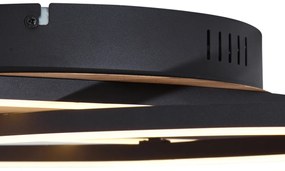 Lampa sufitowa czarna z drewnem orzechowym z LED z 3-stopniową regulacją jasności 2-źródła światła - Kane Nowoczesny Oswietlenie wewnetrzne