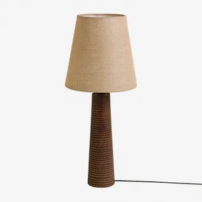 Lampa Stołowa Vernazia Z Drewna Mango I Lnu Madera Mango Oscura - Sklum