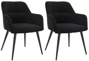 Zestaw 2 krzeseł HEKA - Podłokietniki - Tkanina i metal - Czarny