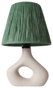 Zielona lampa stołowa z kloszem plecionki papierowej (wysokość 40 cm) Serin – Opviq lights