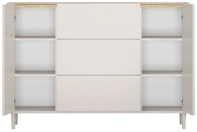 Komoda Elivo 150 cm z szufladami na nóżkach - kaszmir / dąb olejowany