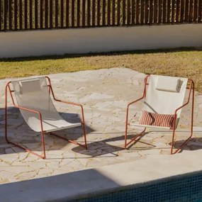 Zestaw 2 Leżaków Z Podłokietnikami Ze Stali Z Poduszką Lorvian Terracota - Sklum