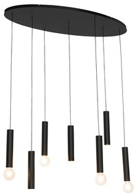 Designerska lampa wisząca czarna owalna 7-światłowa - Tuba