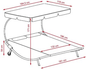 Leżak relaksacyjny dla 2 osób Craftfield Bahama, szary