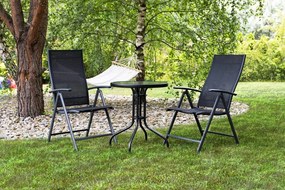 Szklany stolik balkonowy okrągły 60 cm Tulum 070, czarny