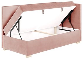 Różowe narożne łóżko dziecięce ze schowkiem i materacem 90x200 cm Flexi – Ghado