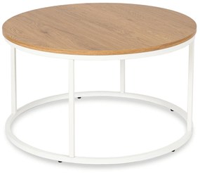 Stolik Kawowy ANN MAX 80 cm Dąb/Biały Skandynawski