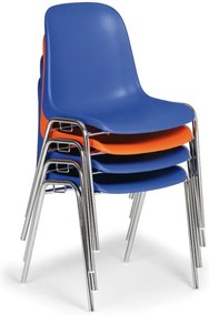 Plastowe krzesło jadalniane ELENA, czarne, chromowane nogi