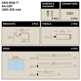 Stalowy regulowany karnisz 163 - 325 cm Zen – Umbra