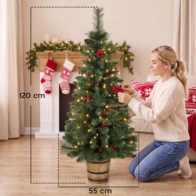HOMCOM Sztuczna choinka, 120 cm, 100 LED, 131 końcówek, jagody, 2 kolory światła, pilot | Aosom PL