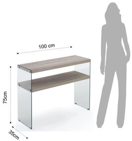 Naturalna konsola z blatem w dekorze dębu 35x100 cm Nancy – Tomasucci