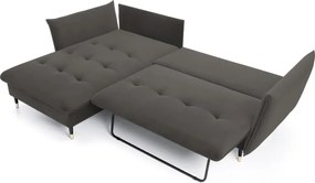Narożnik GLAM Lewostronny z funkcją spania, zestaw z poduszkami wolnostojący tkanina RIVIERA 95 Ciemny szary DOMO HOME