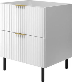 Szafka pod umywalkę, Biały, 60 x 77 x 46 cm, uchwyt złoty, nogi czarne, bez blatu