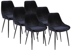 Zestaw 6 krzeseł MASURIE – Welur – Kolor czarny