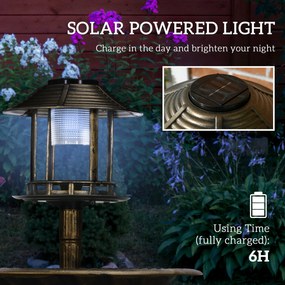 Outsunny Fontanna dla Ptaków z Lampą Solarną Brązowa 110cm | Aosom PL