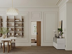 Drzwi przesuwne chowane w ścianie z MDF i drewna naturalny ciemny - wys. 205 x szer. 83 cm - SANDORA