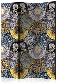 Parawan dwustronny Kwiaty 135x172 cm 3-częściowy szary ARTGEIST B