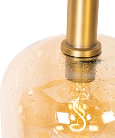 Inteligentna lampa wisząca czarna z mosiądzem i bursztynowym szkłem 3-światła z 3 Wifi G95 - Zuzanna