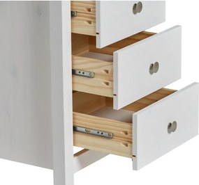 Biała wysoka komoda z litego drewna sosnowego 46x80 cm Berna – Marckeric