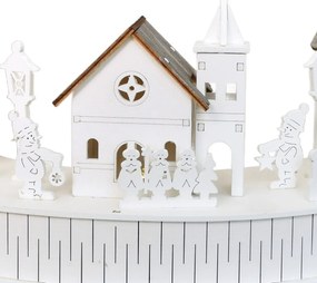 Drewniana dekoracja LED Wioska z kościołem, 40 x14 x 20 cm, półkole