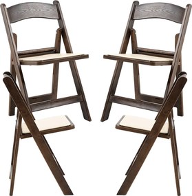 Pakiet 4 skadanych krzese Gala z poduszk z efektem drewna