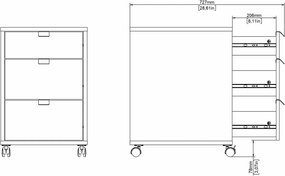 Kontenerek na kółkach 3 szuflady Sign jackson hickory/biały mat