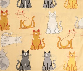 PrzytulneMieszkanie.pl PrzytulneMieszkanie.pl Bawełniana pościel CHROMA CATS kremowa Rozmiar pościeli: 2 szt 70 x 90 cm | 200 x 220 cm
