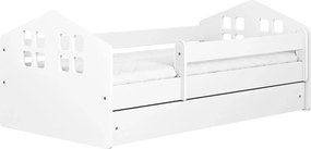 Białe łóżko dziecięce z materacem 80x140 W5-N28
