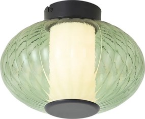 Designerska lampa sufitowa czarna 28 cm z zielonym szkłem, zintegrowany LED, 3-stopniowo ściemnialna - Margherite