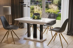 Stół rozkładany APPIA 130(210)x80 biały połysk/czarny mat ENDO
