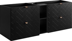 Meble łazienkowe, Czarny Mat, 140 x 57 x 46 cm, złote uchwyty