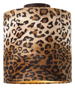 Lampa sufitowa czarny matowy abażur leopard wzór 25 cm - Combi klasyczny/Antyczny Oswietlenie wewnetrzne